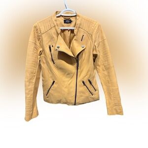 ONLY Women's Mustard Faux Leather Jacket